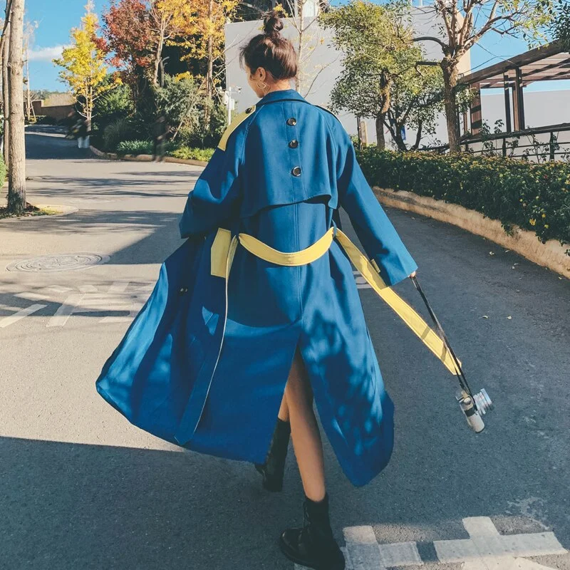 Brand New Trench Coat Double-Breasted Long Lady Duster Coat Female Outerwear Spring Autumn Clothes with Belt
