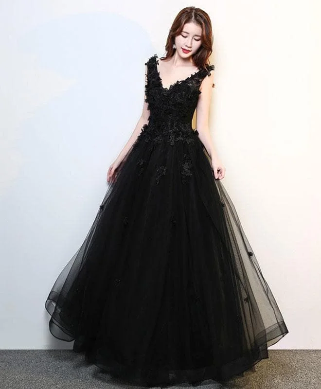 A Line Tulle Lace Tulle Long Prom Dress