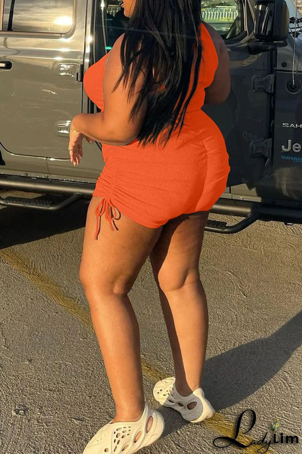 Fluorescent Green Casual Solid Split Joint O Neck Plus Size Two Pieces