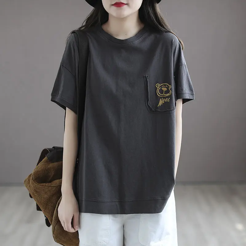Hoakwheels T Shirt for Women Graphic Short Sleeve Summer Outfit Red Baggy Tops Woman Korean Popular Clothes Aesthetic Clothing Streetwear