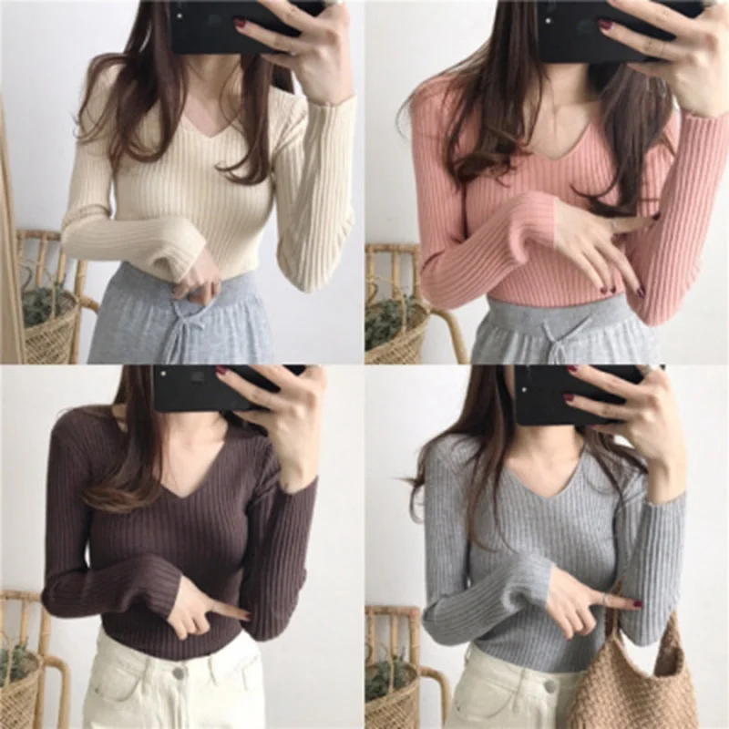 Uveng Uveng Long Sleeves Of The Jacket Lady With A Sweater In The Women's Autumn And Winter Blouse Multi-Colored Knitted Shirt
