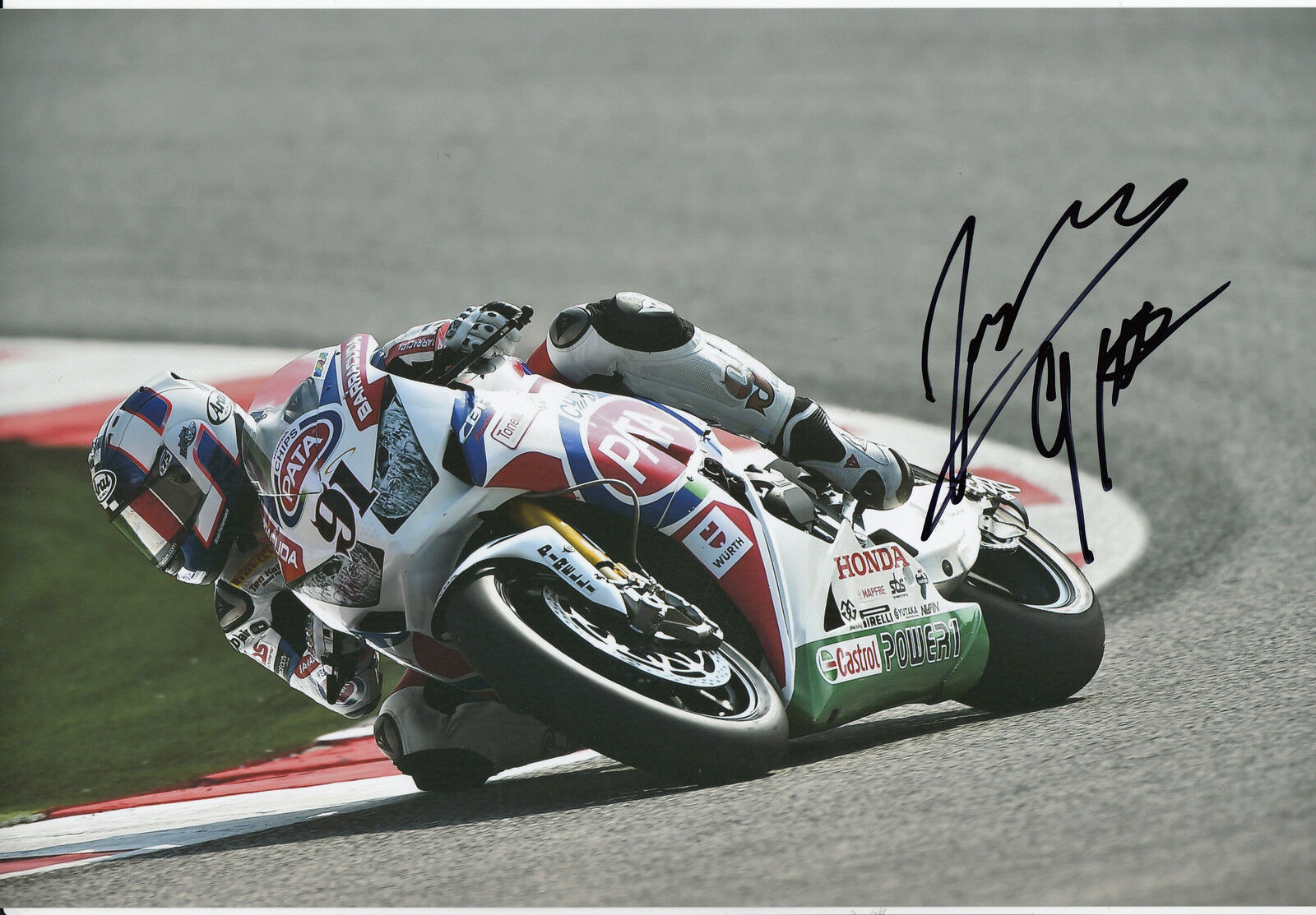 Leon Haslam Hand Signed Pata Honda 12x8 Photo Poster painting 2014 World Superbikes 3.