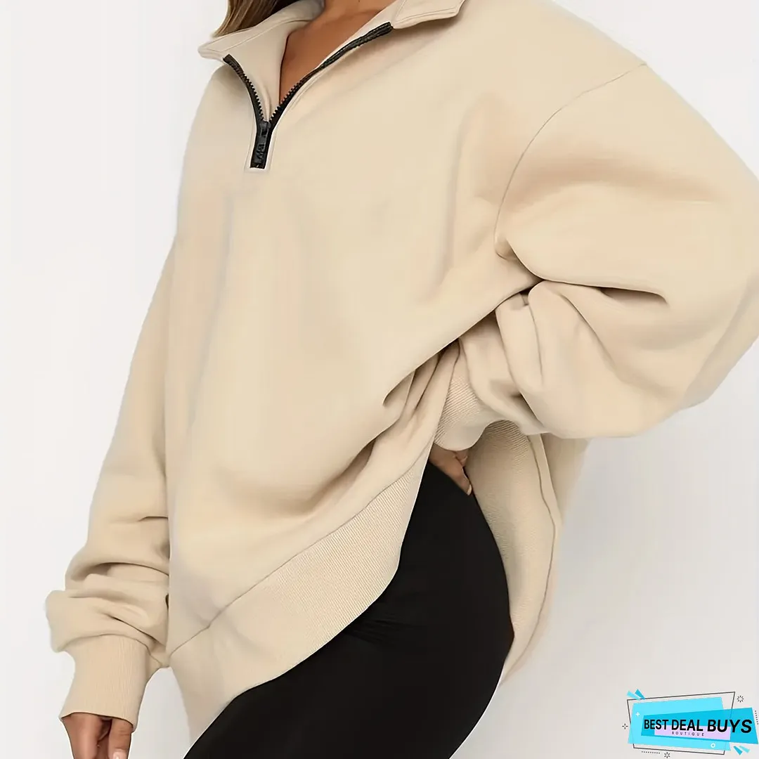 Oversized Sweatshirts Casual Drop Shoulder Long Sleeve Solid Pullover Womens Clothing