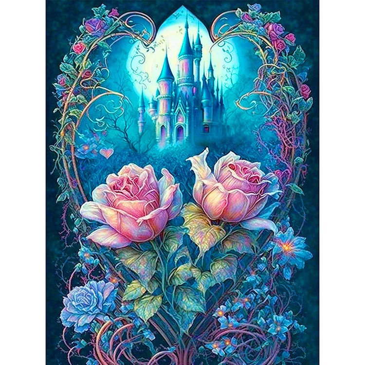 Roses And Castles 30*40CM(Canvas) Full Round Drill Diamond Painting gbfke
