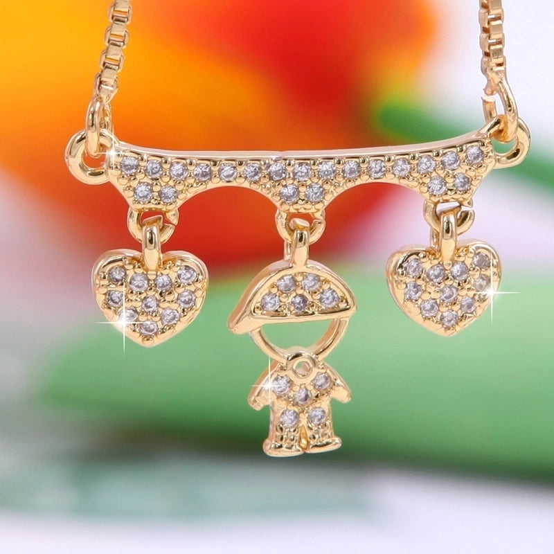 Copper 18K Gold Plated Inlay Human Heart Shape Zircon Bracelets