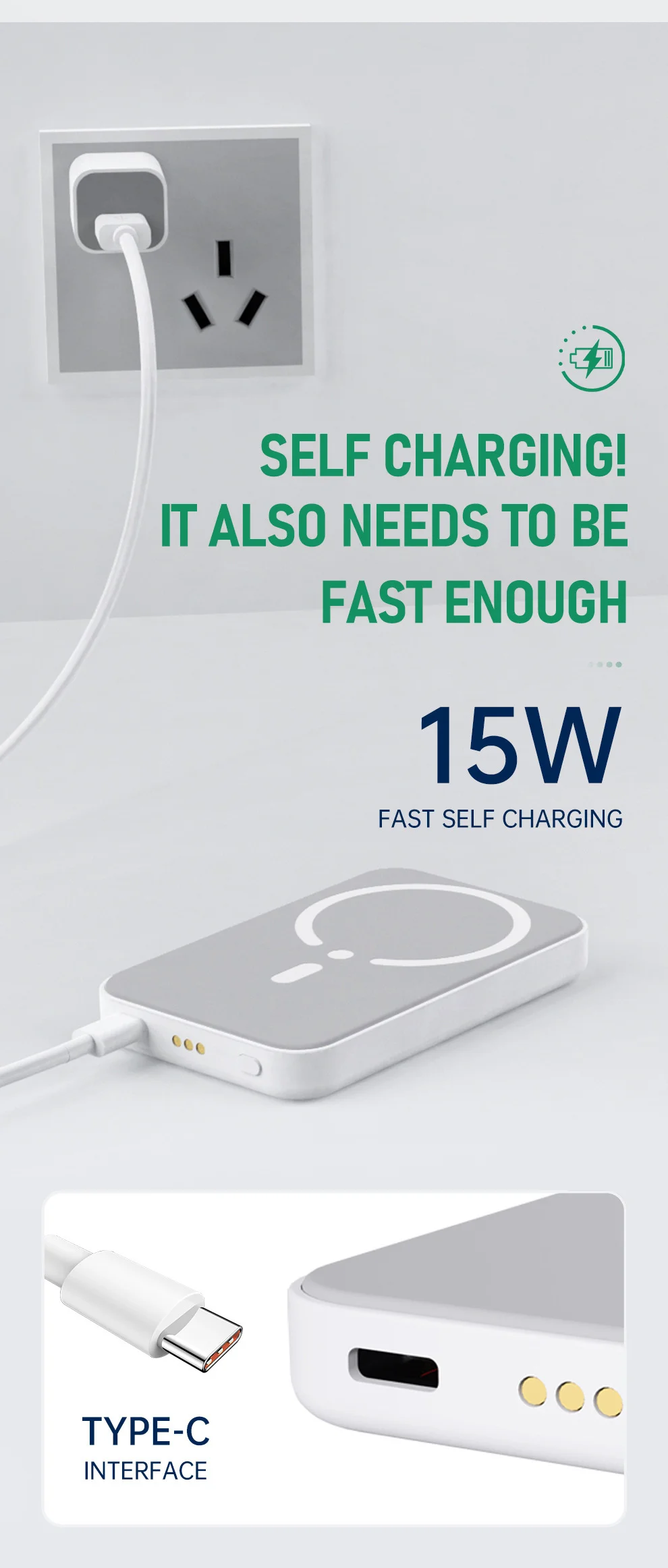 Magsafe magnetic power bank with stand 4 in 1 detachable foldable wireless charger