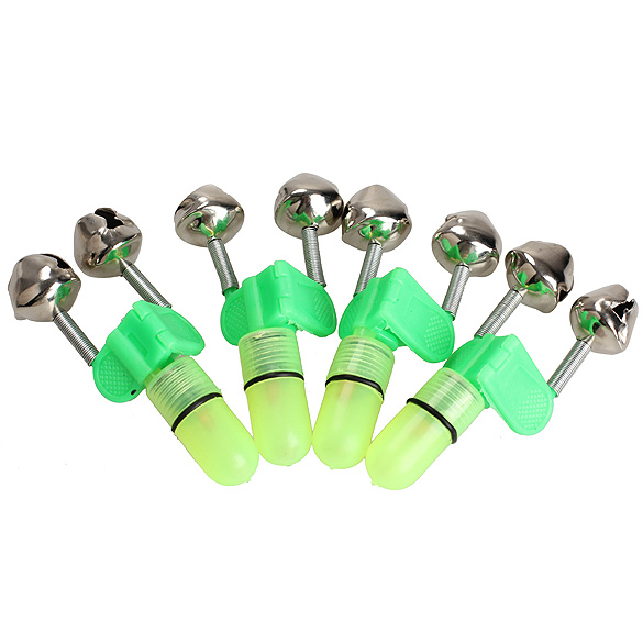 

4PCS LED Fishing Rod Bite Alarm Red Light Twin Bells Clip Alerter, 501 Original