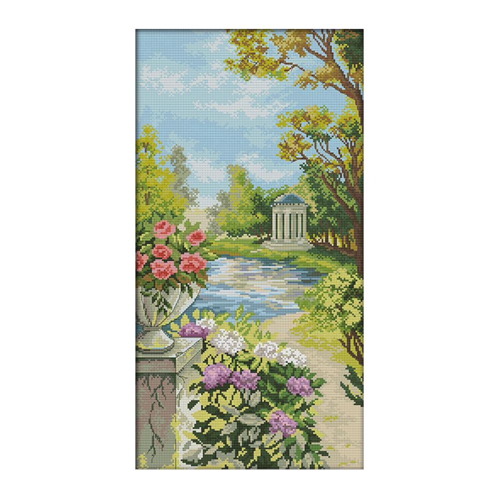 

Beautiful garden - 14CT Stamped Cross Stitch - 32*56cm, 501 Original