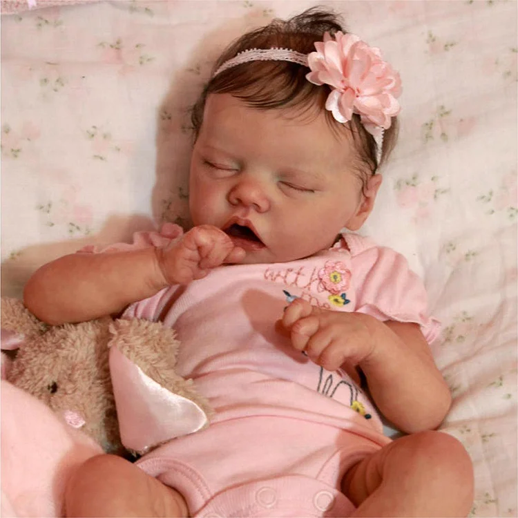 [Heartbeat and Coo] 17" Sweet Sleeping Baby Doll Girl with Rooted-Hair,Best Gift Idea for Kid Birthday Gift