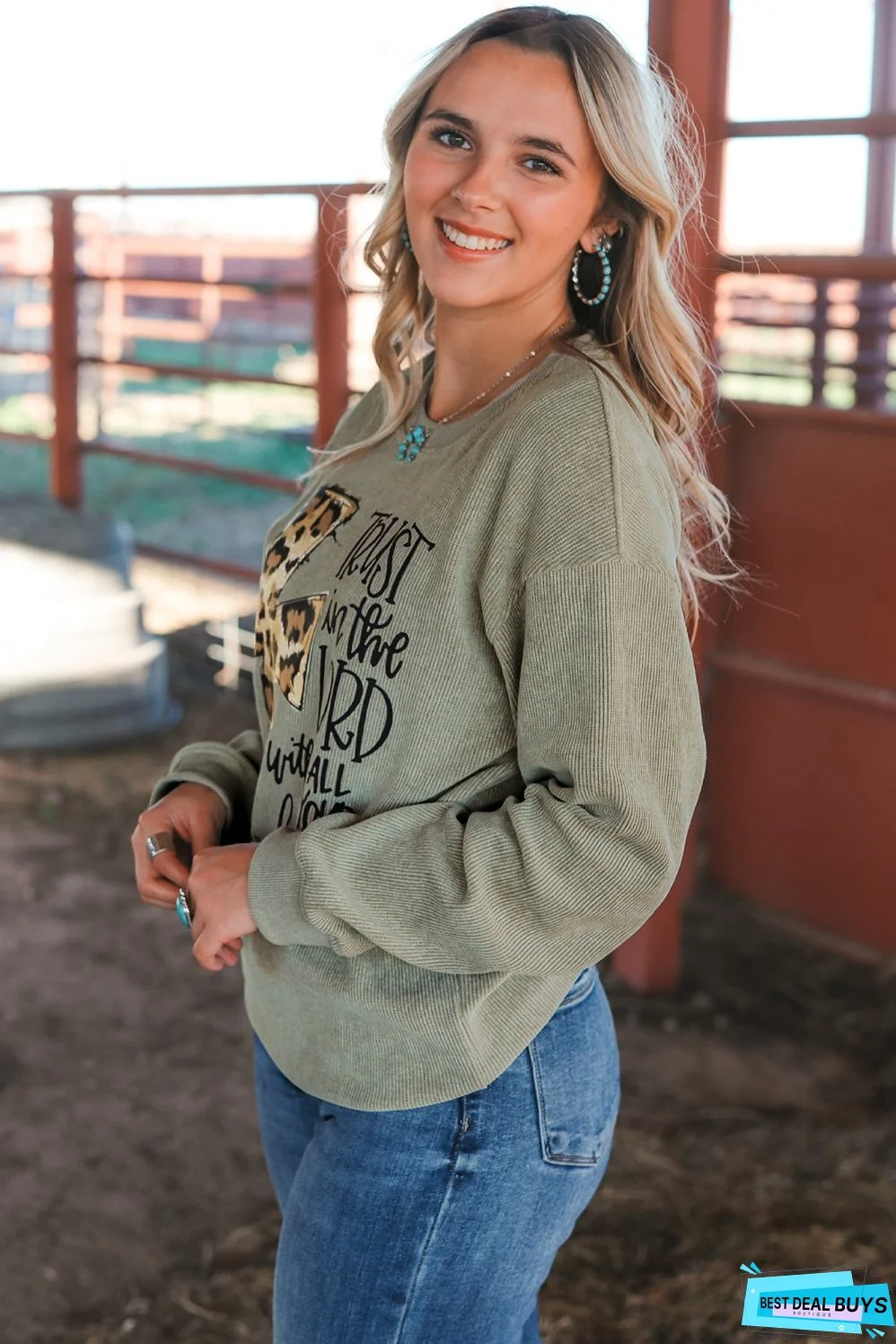 Jesus Cross Corded Oversized Sweatshirt