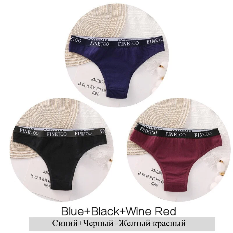 FINETOO Cotton Brazilian Panties Women Letter Underwear Ladies Low Waist Female Underpants Girls Soft Panty Comfortable Lingerie