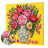 Framed Peony Vase -  DIY Button Art Painting Kit for Creativity DIY Pearl Dot Crafts for Gift Home Wall Decor 30*30CM