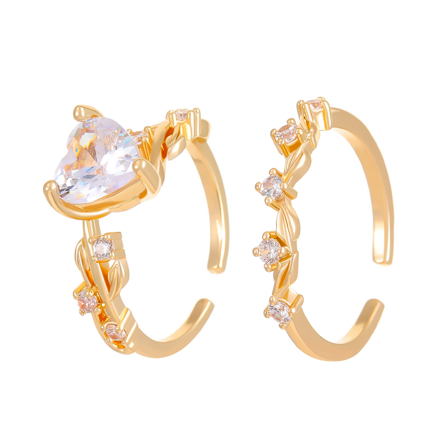 Copper and zirconia heart set ring