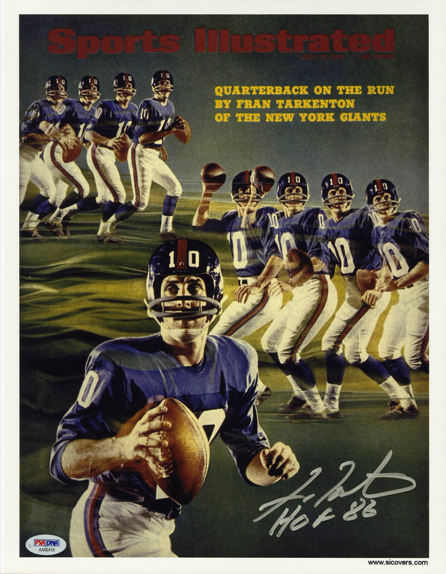 Fran Tarkenton SIGNED Sports Illustrated Print NY Giants PSA/DNA AUTOGRAPHED