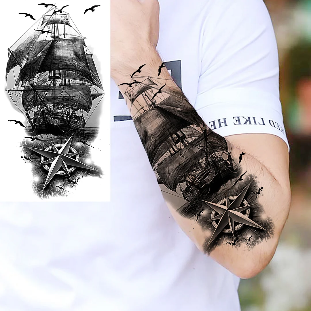 Sdrawing Rose Flower Temporary Tattoos For Women Adults Realistic Vampire Wolf Scary Snake Crown Fake Tattoo Sticker Arm Tatoos