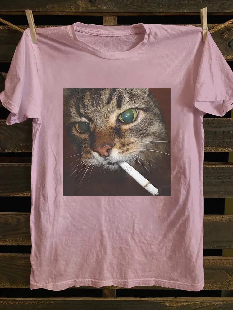 Funny Smoking Cat T-shirt