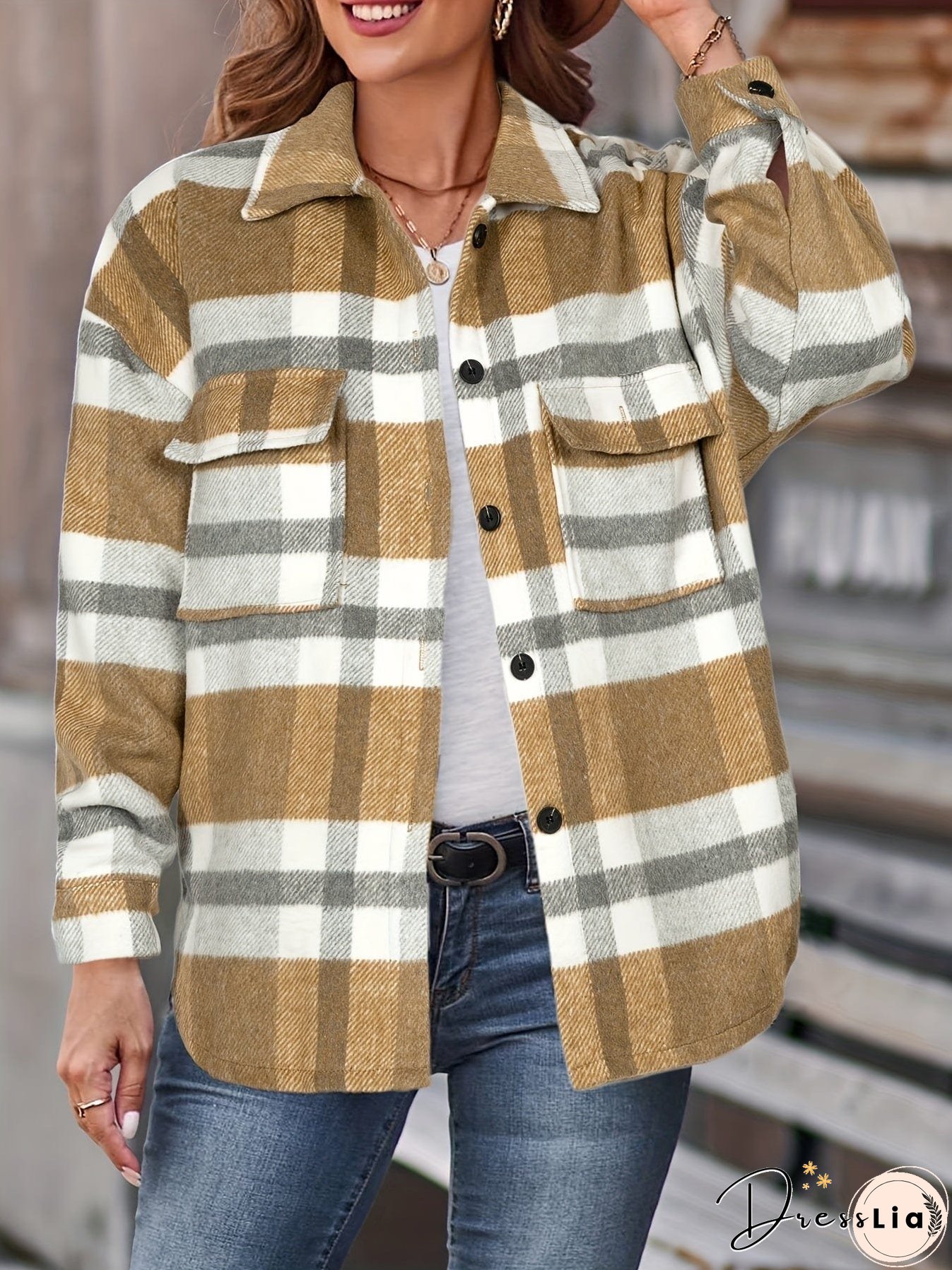 Plaid Oversized Jacket for Women