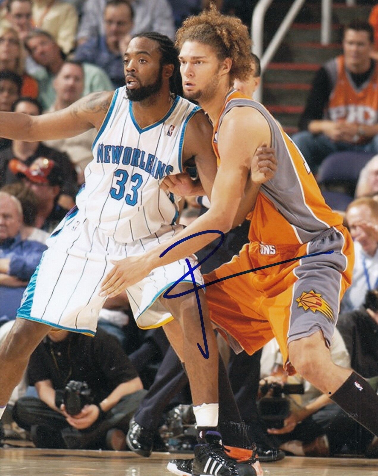 ROBIN LOPEZ signed (PHOENIX SUNS) basketball 8X10 Photo Poster painting *BULLS* W/COA