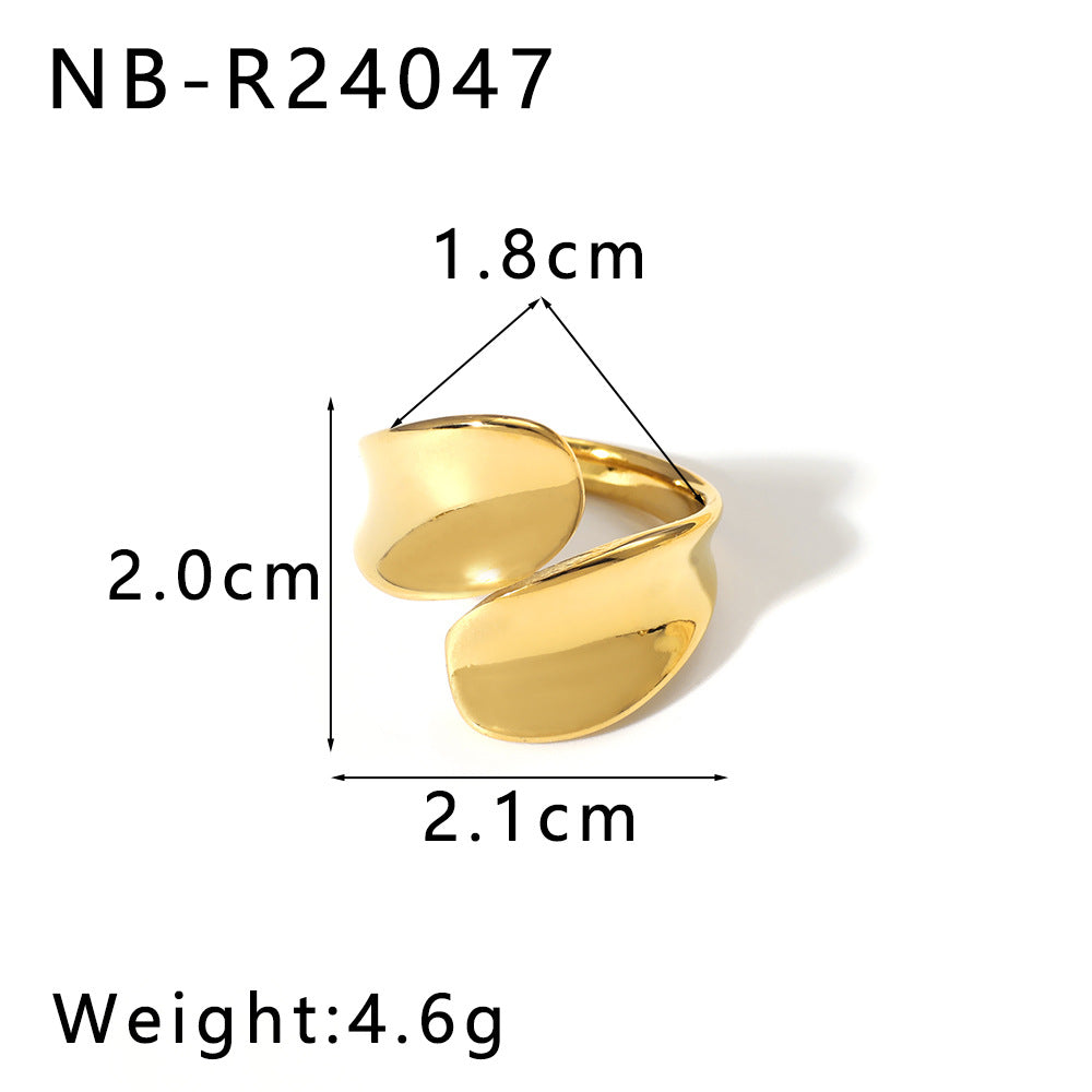 2025 New Trend Water Drop Shaped Geometric Smooth Stainless Steel Open Titanium Steel Ring Ring For Women