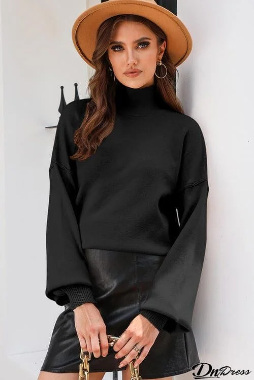 Turtleneck Lantern Sleeve Sweater