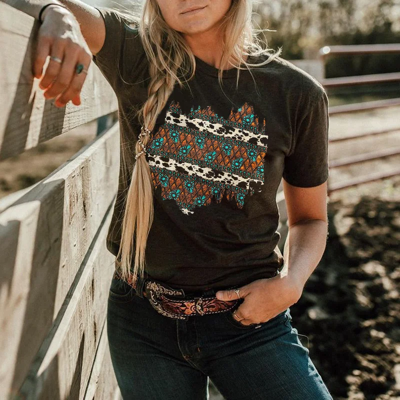 Classic Turquoise Printed Women's T-shirt