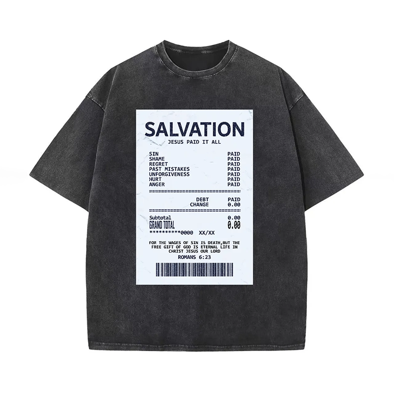 Loveciss®/ Salvation Jesus Paid It All  Unisex Washed Short-Sleeved T-Shirt