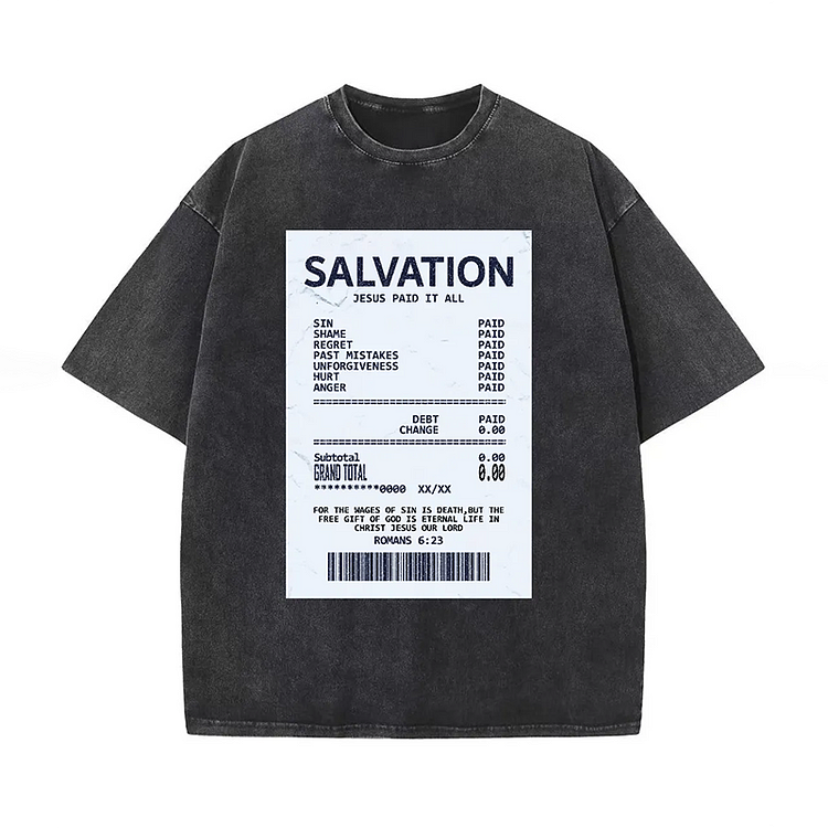 Sopula Salvation Jesus Paid It All  Unisex Washed Short-Sleeved T-Shirt
