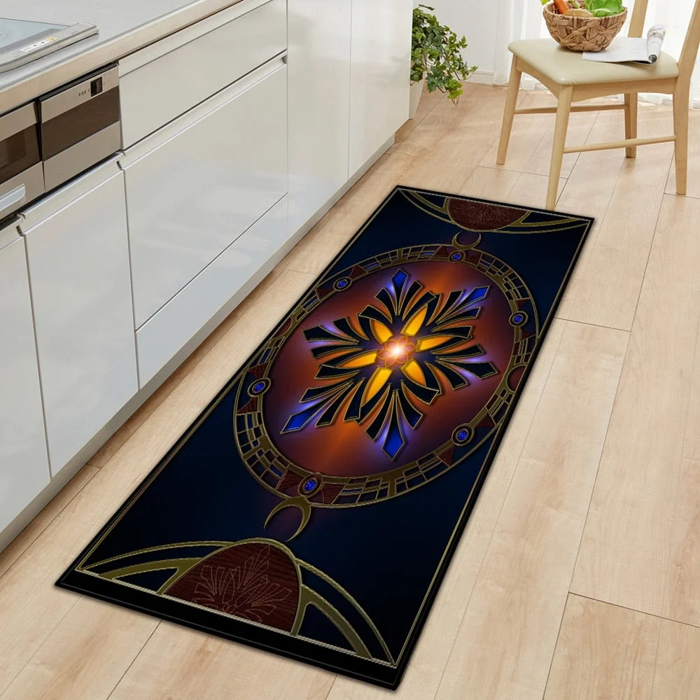 Kitchen Carpet Bedroom Living Room Hallway Floor Rug Home Anti-slip Entrance Doormat 3D Flowers Pattern Decorations Bedside Mat