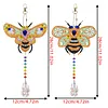 2PCS Bee 5D DIY Diamond Painting Wind Chimes Suncatcher Kit Double Sided Diamond Art Kits Suncatcher with Crystal Pendant for Home Wall Window Decor Adults DIY Art Craft