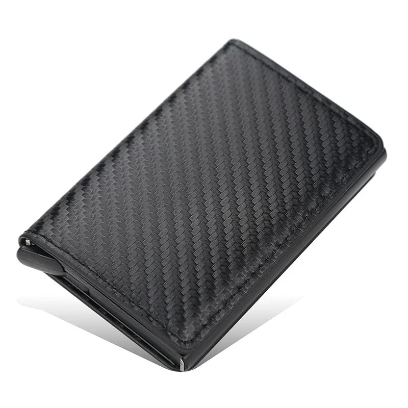 New Carbon Fiber RFID Blocking Men's Credit Card Holder Leather Bank Card Wallet Case Cardholder Protection Purse For Women