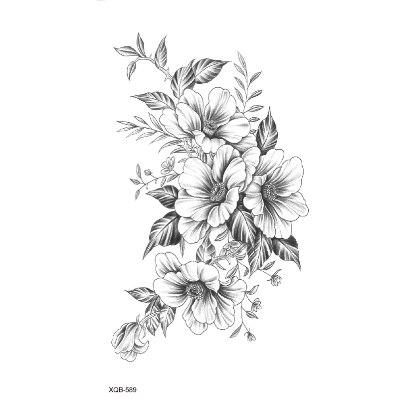 Sdrawing Lotus/Grey Butterfly/Flowers Waterproof Temporary Tattoos Men Henna Tatoo Stickers Tattoo Body Art Fake Tattoos