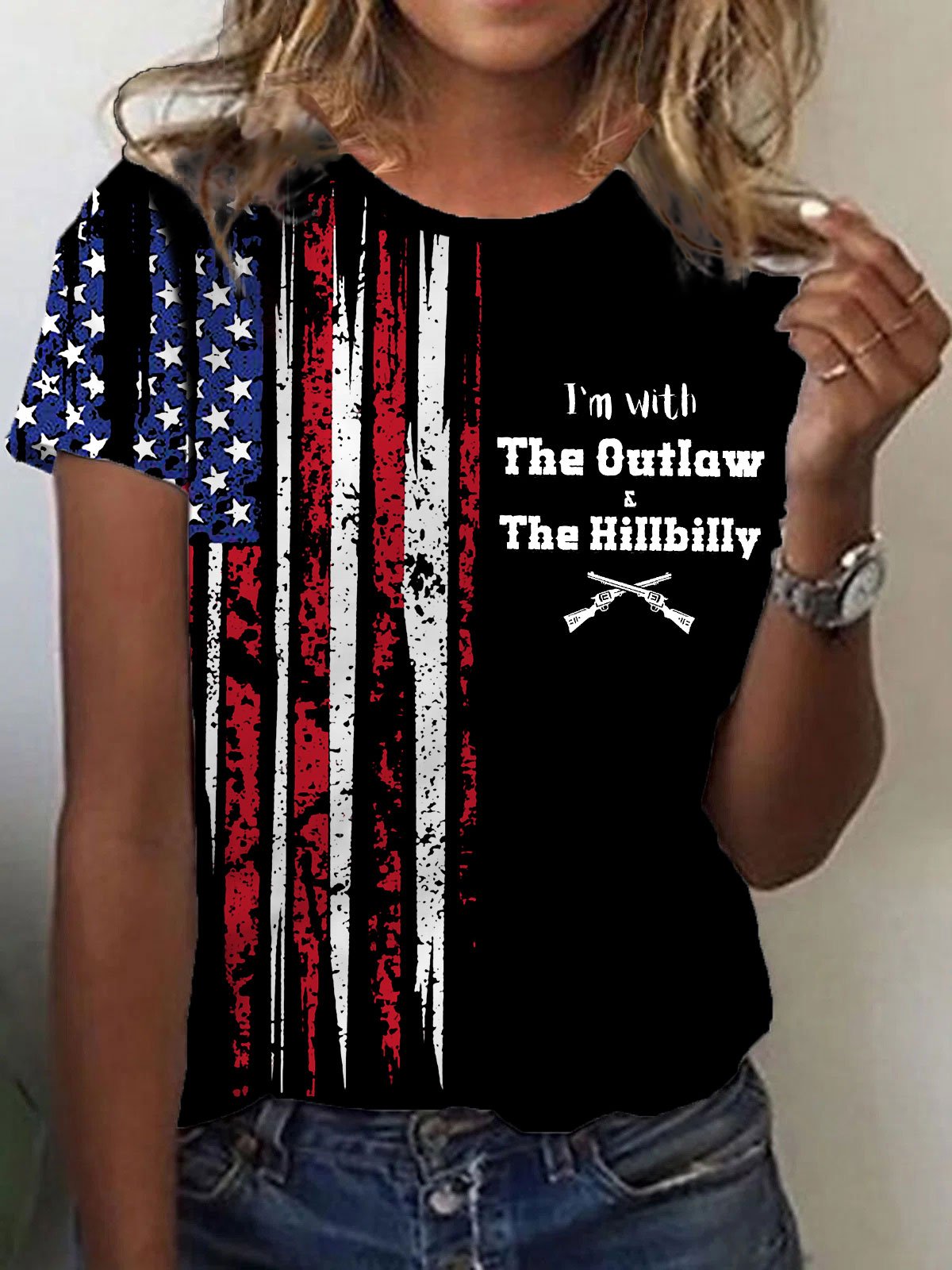 Women's I’m With The Outlaw and The Hillbilly Print T-Shirt