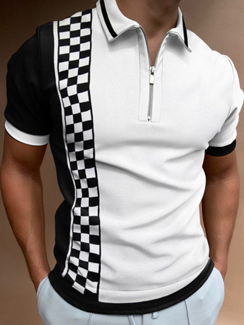 White Black Ska Style Casual Polo Shirt