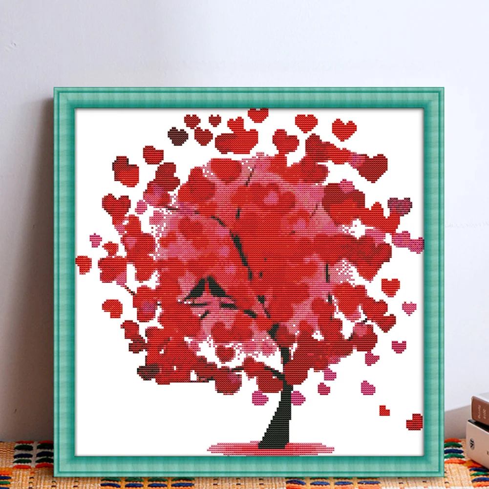 DIY Stamped Cross Stitch 14CT Partial Embroidery 38*38cm - Happy Tree
