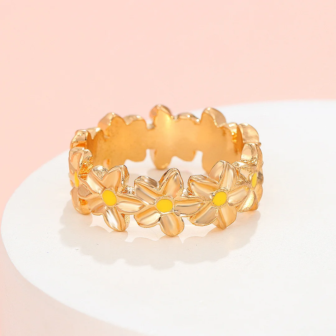 Flower Gold Plated Ring