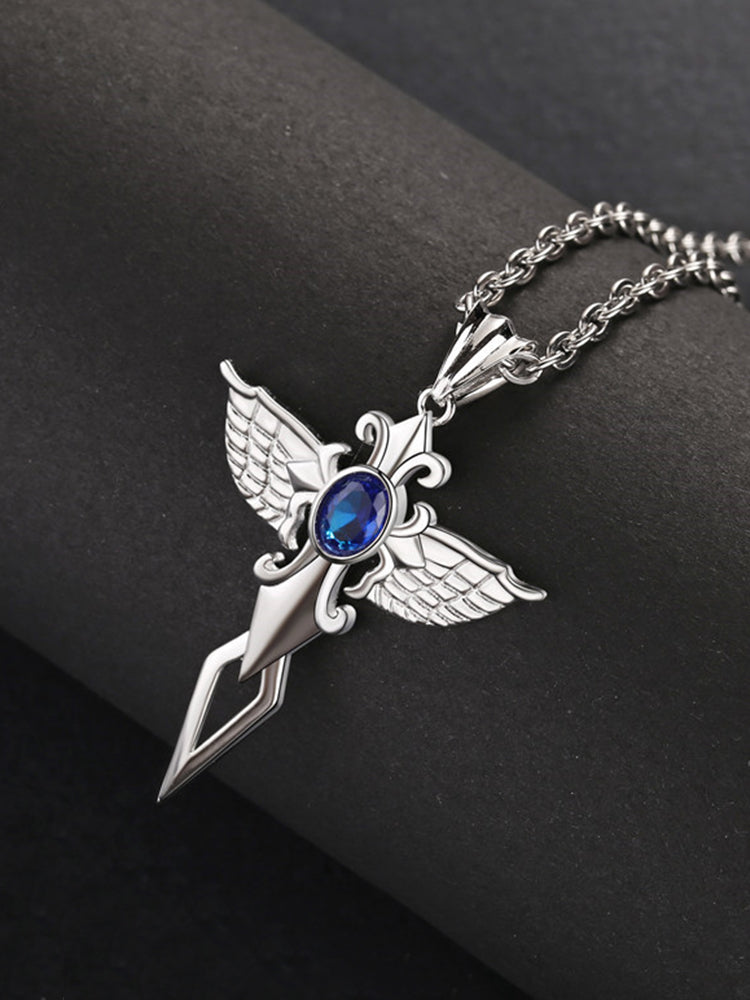 Angel Wing Cross Pendant Necklace