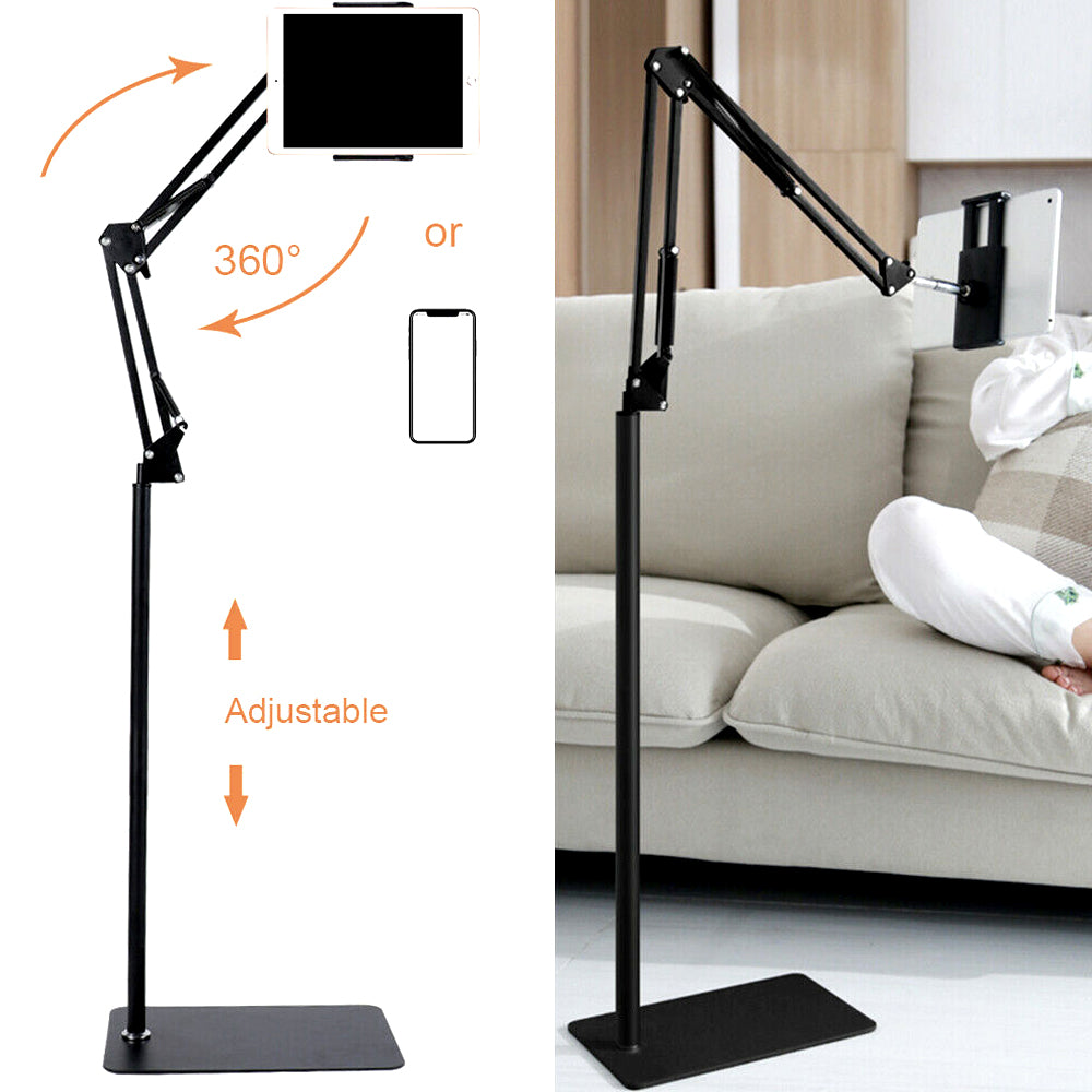 360 Degree Flexible Foldable Adjustable Floor Stand Holder For All iPad and iPhone White Black