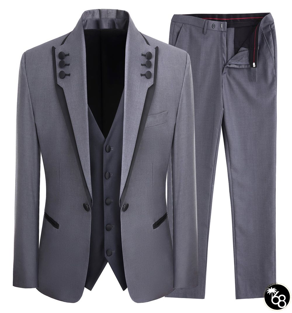 Casual Men's 3 Pieces Mens Suit Shawl Lapel Tuxedos For Wedding  | 168DEAL