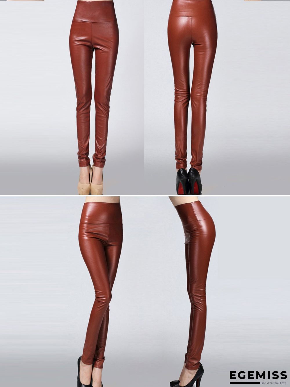 Plus size color elastic pu thick leggings leather Leggings | EGEMISS