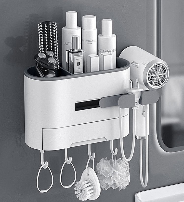 Powerful Suction Cup Hair Dryer Storage Rack