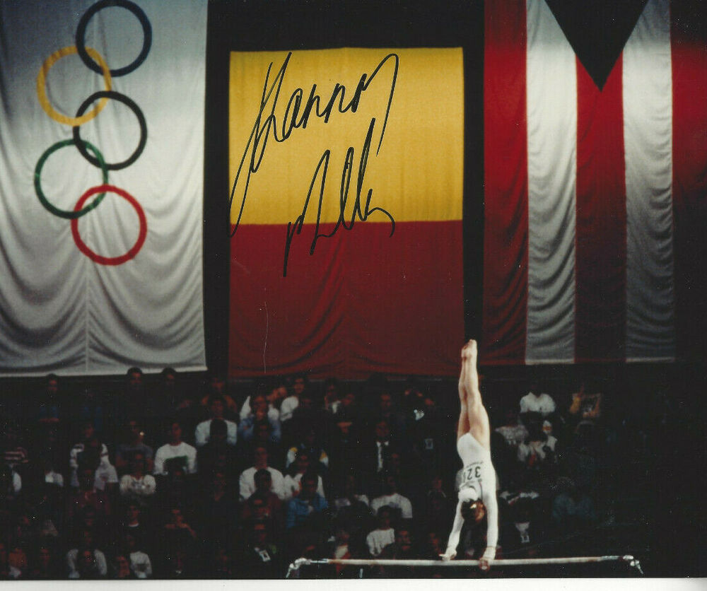 USA Olympic Gold Medalist Shannon Miller  autographed action color  Photo Poster painting