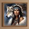 (40*40cm)Indian Beauty Wolf - Full Round Drill Diamond Painting
