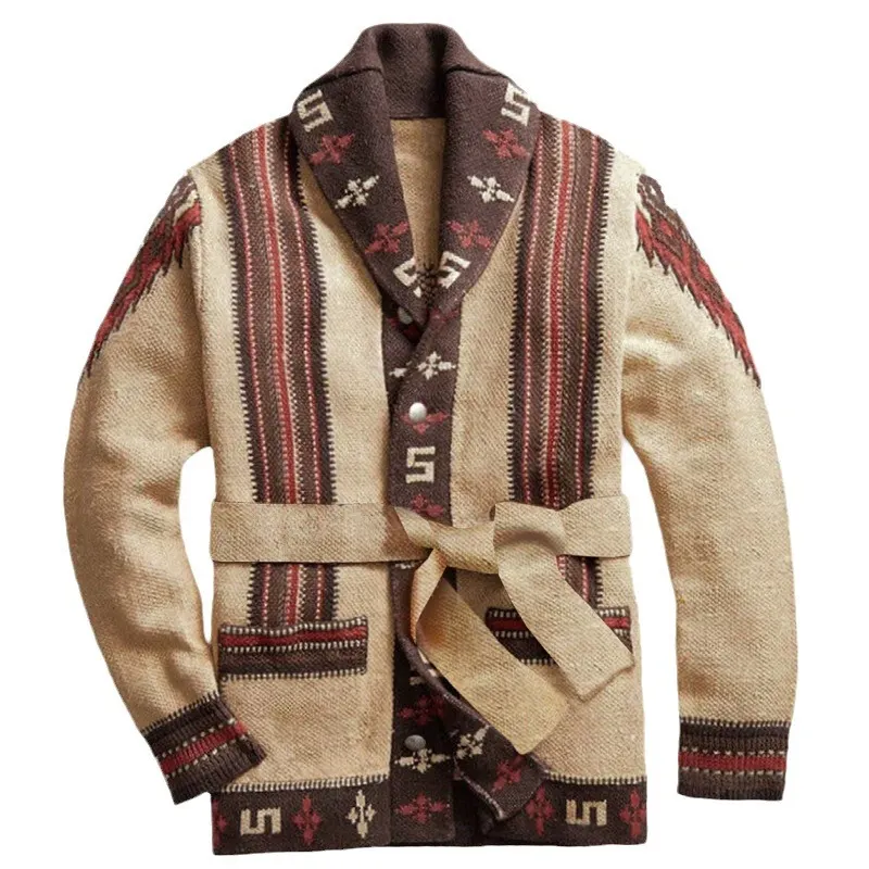 Uveng Uveng Men's Vintage Heavy-Industrial Knitwear Autumn And Winter Thick Cardigan Sweater Jacket SY0030