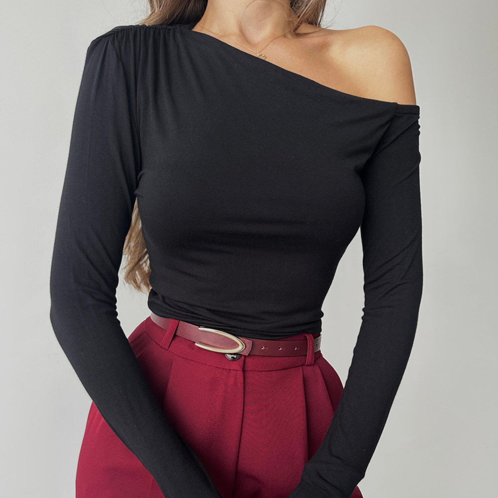 Women's Solid Color Casual Long Sleeve Bottoming Shirt
