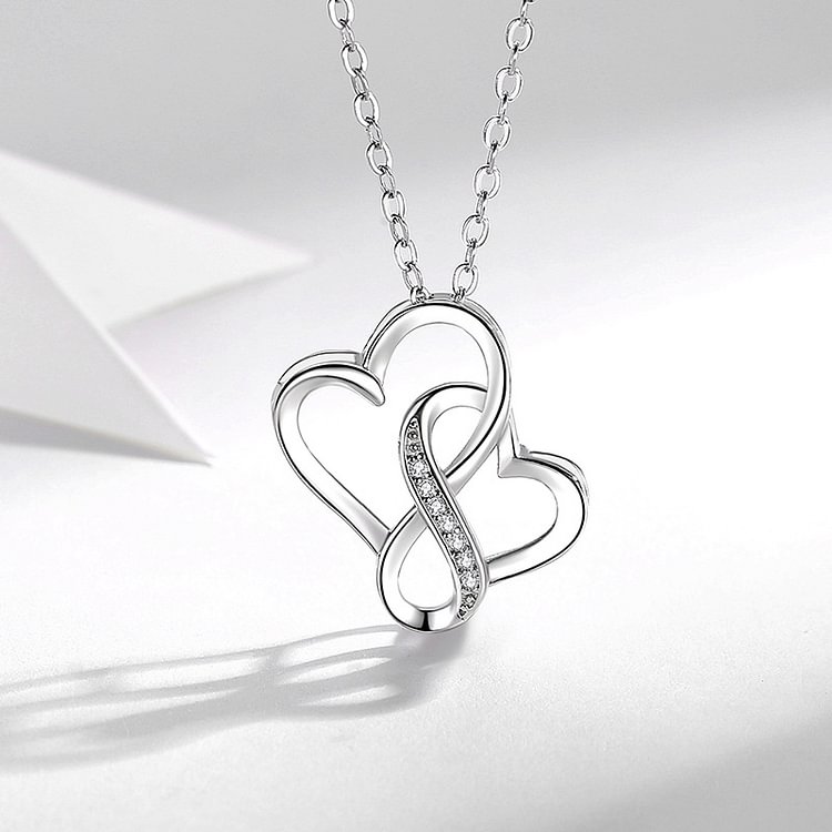 For Friend - S925 Thank You for Being My Unbiological Sister Heart to Heart Necklace