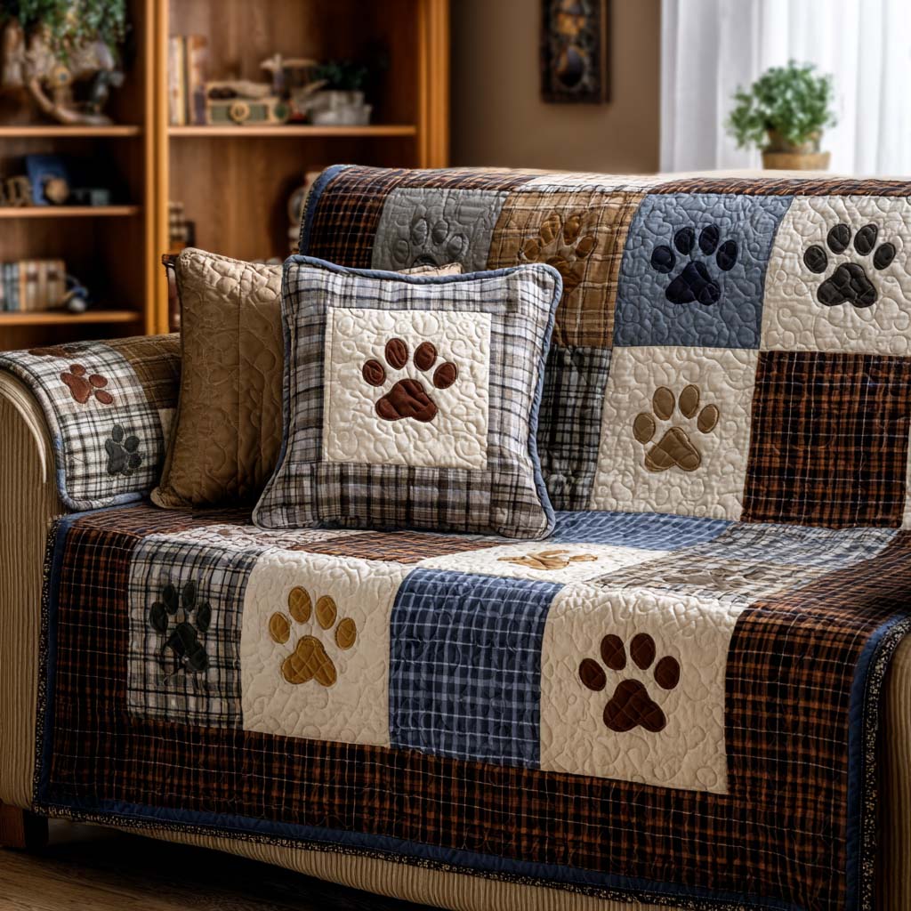 Country Paw Quilted Sofa Cover NCU0NT11723 everthome