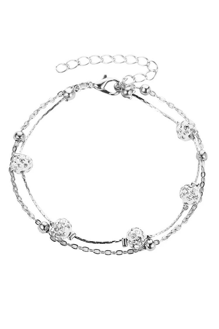 Rhinestone Beads Alloy Layered Chain Fashion Anklets