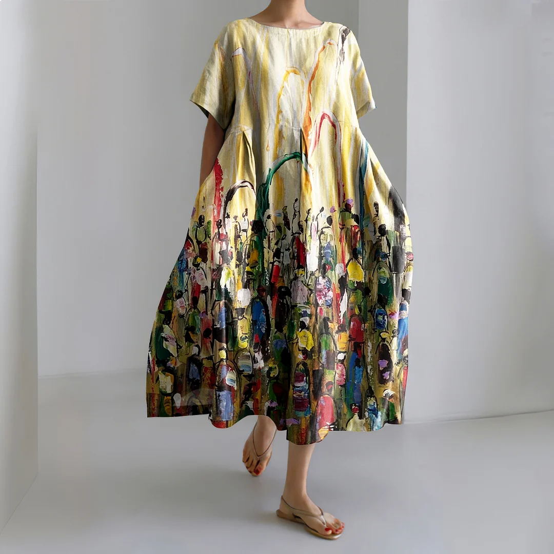 Women‘s Juneteenth Oil Painting Art Print Midi Dress