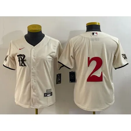 Women's Texas Rangers #2 Marcus Semien Cream 2023 City Connect Stitched Baseball Jersey(Run Small)
