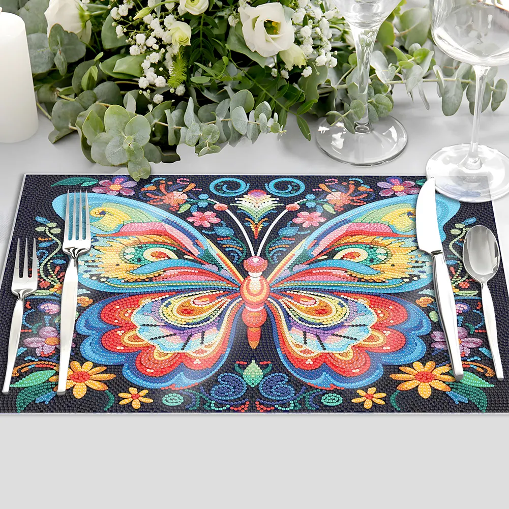 DIY Butterfly Diamond Painting Placemat Heat Resistant Diamond Art Table Mat